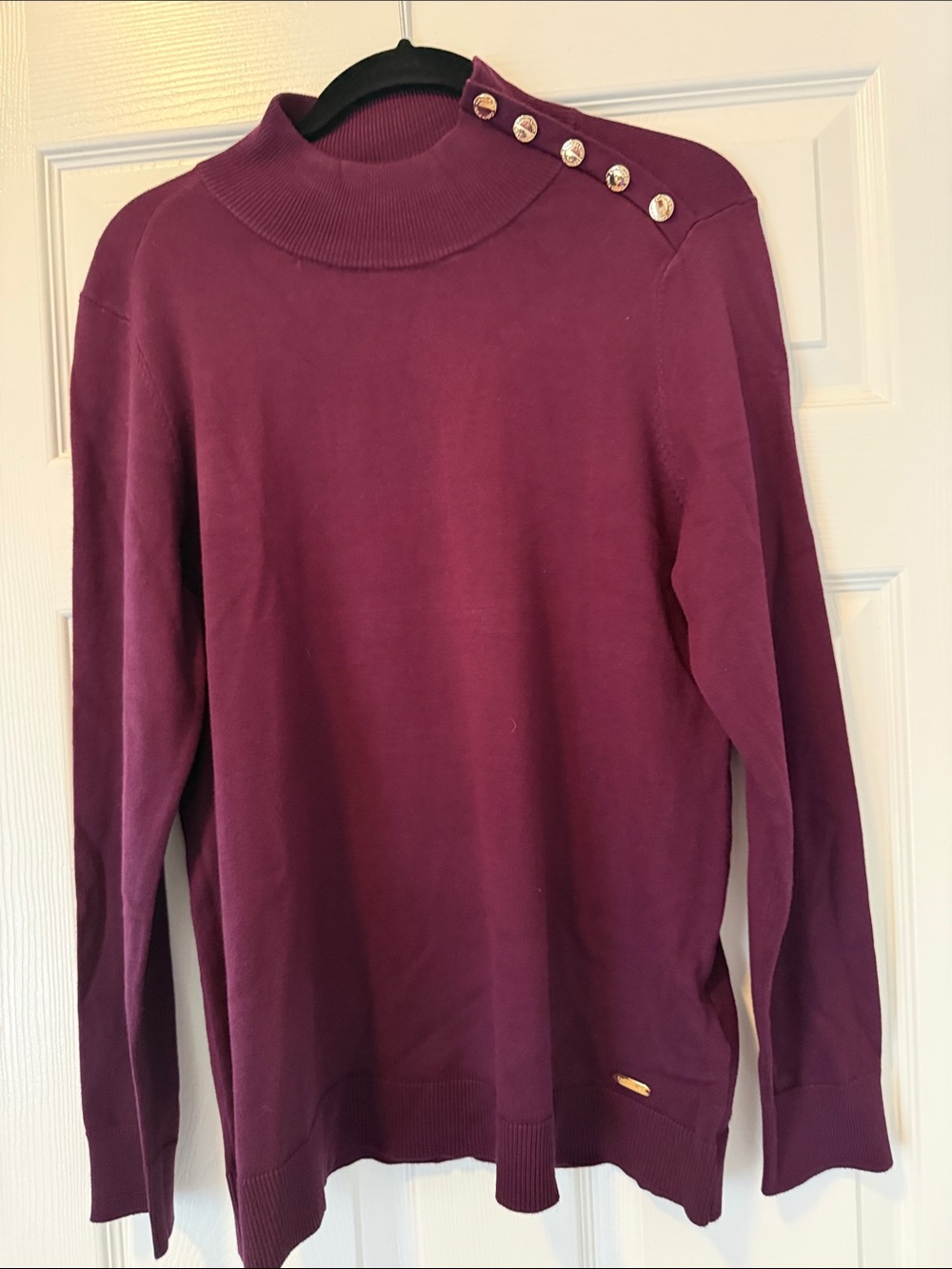 Calvin Klein Women's Plum Button-Shoulder Sweater